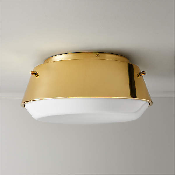 Mari Brass Milk Glass Flush Mount Light, Glass Flush Ceiling Light Fixtures