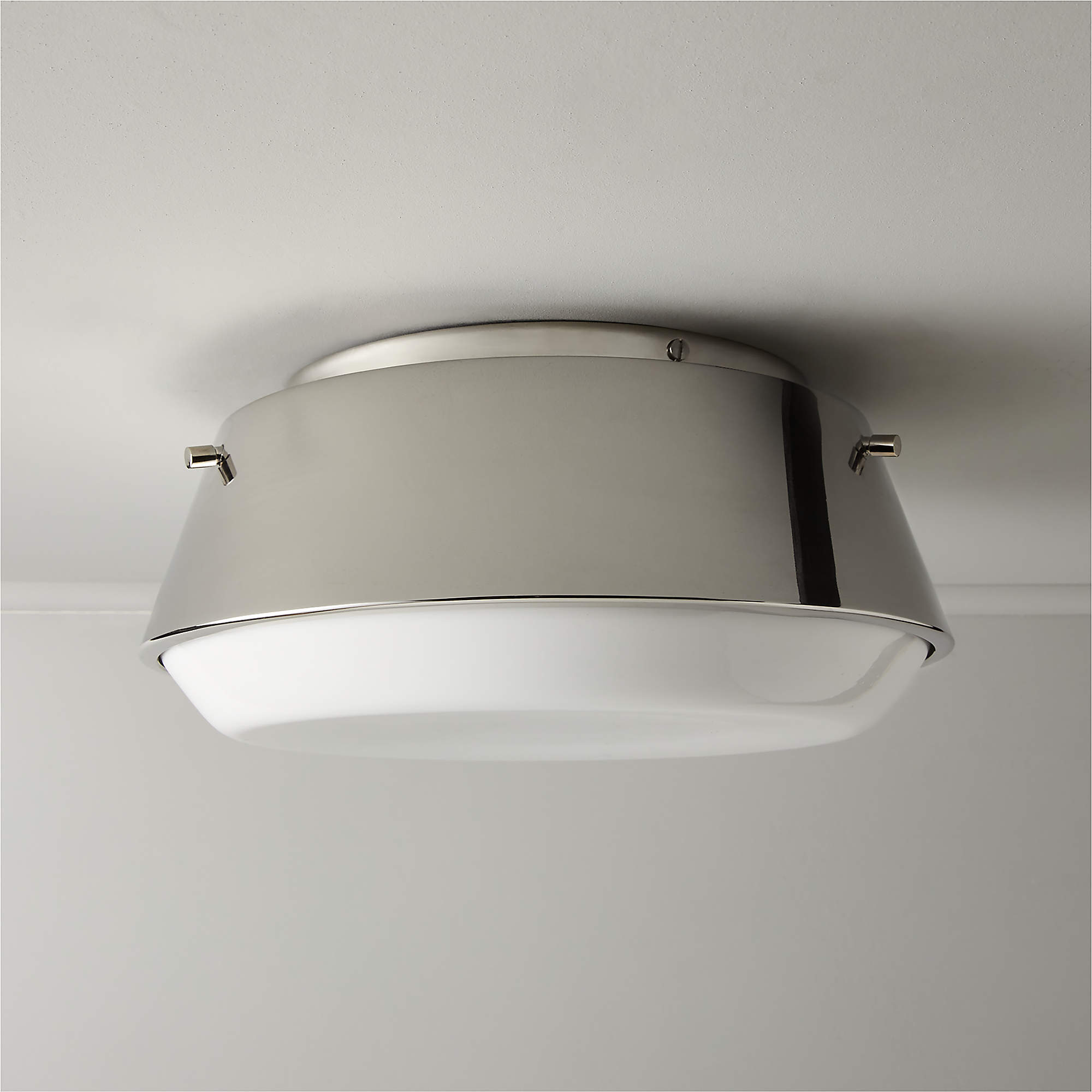 Mari Polished Nickel Milk Glass Flush Mount Light + Reviews CB2