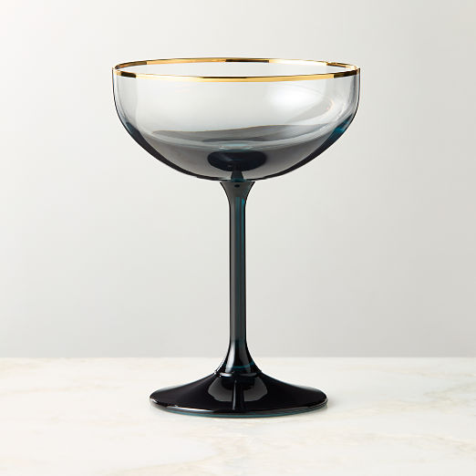 Marie Blue with Gold Rim Coupe Glass