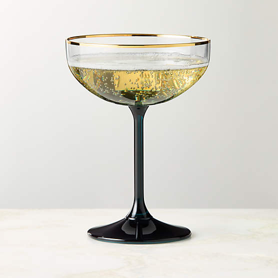 Marie Blue with Gold Rim Coupe Glass