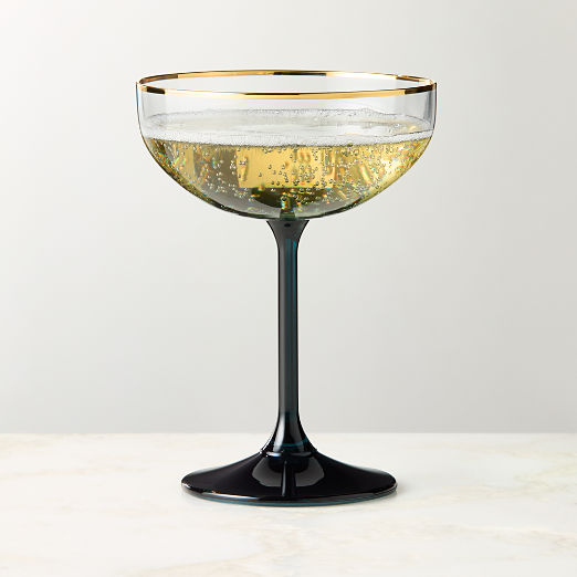 Marie Blue with Gold Rim Coupe Glass