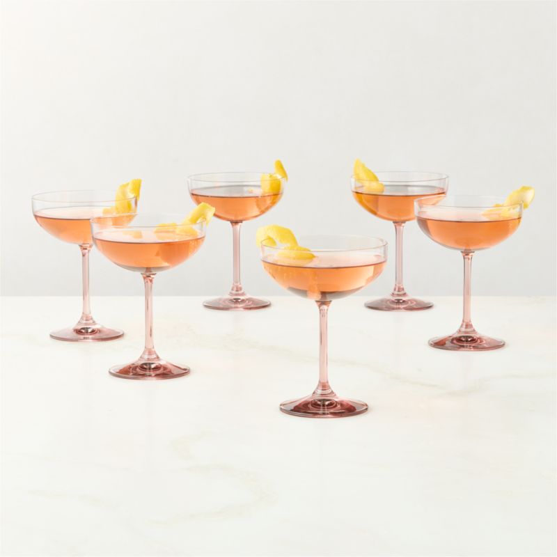 View Marie Burgundy Coupe Glasses Set of 6 details