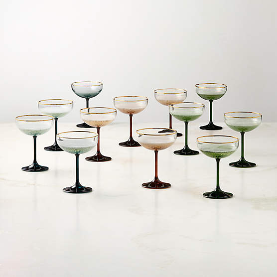 Marie Coupe Glasses with Gold Rim Set of 12