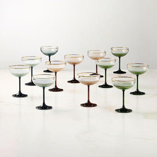 Marie Coupe Glasses with Gold Rim Set of 12