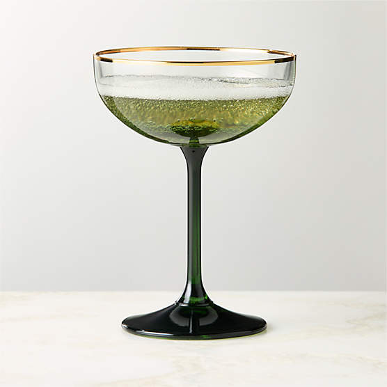 Marie Green with Gold Rim Coupe Glass