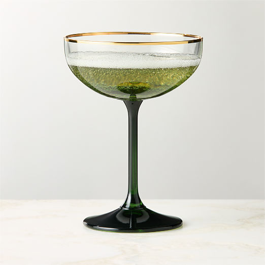 Marie Green with Gold Rim Coupe Glass