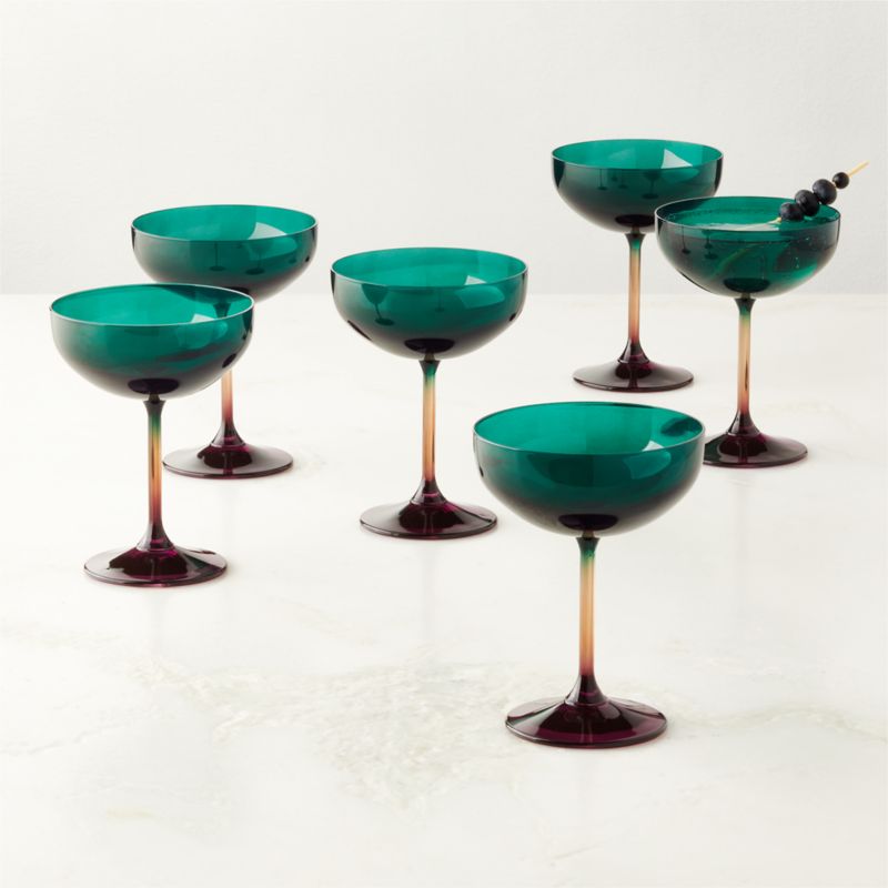 Marie Green Coupe Glasses Set of 6 by Azeeza - image 0 of 8