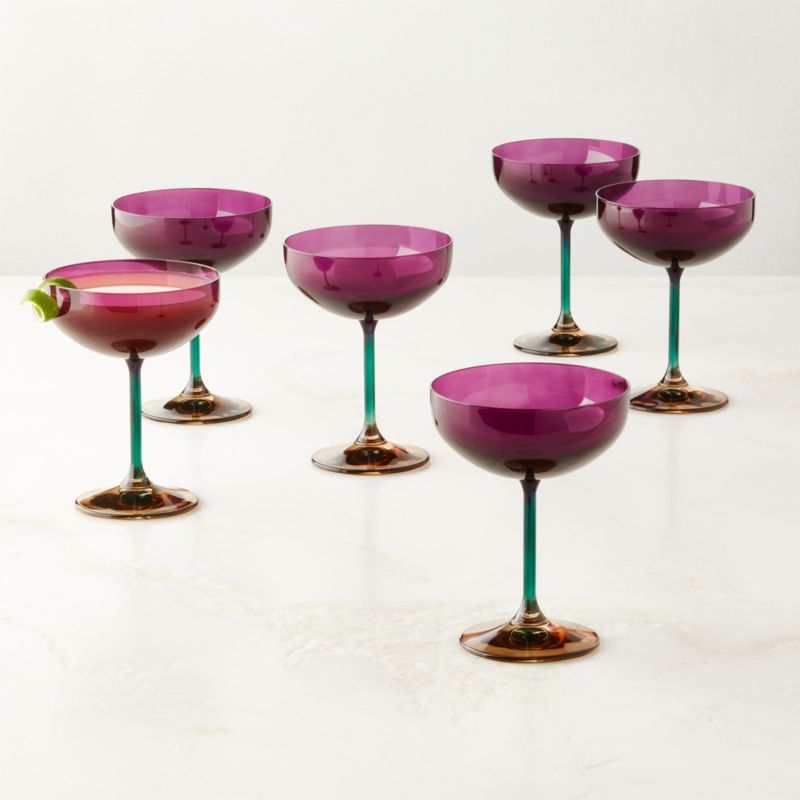 Marie Plum Coupe Glasses Set of 6 by Azeeza - image 0 of 4