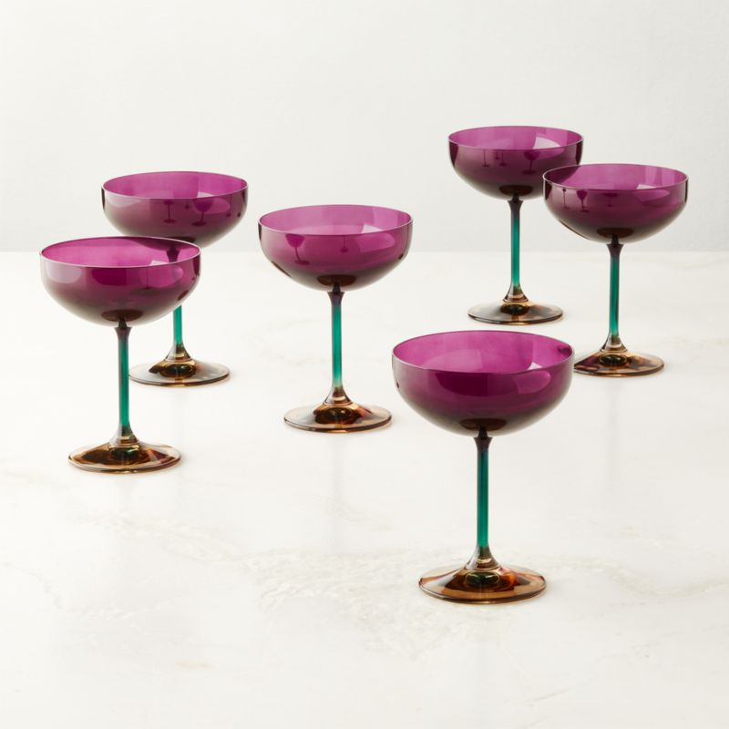 Marie Plum Coupe Glasses Set of 6 by Azeeza - image 1 of 4