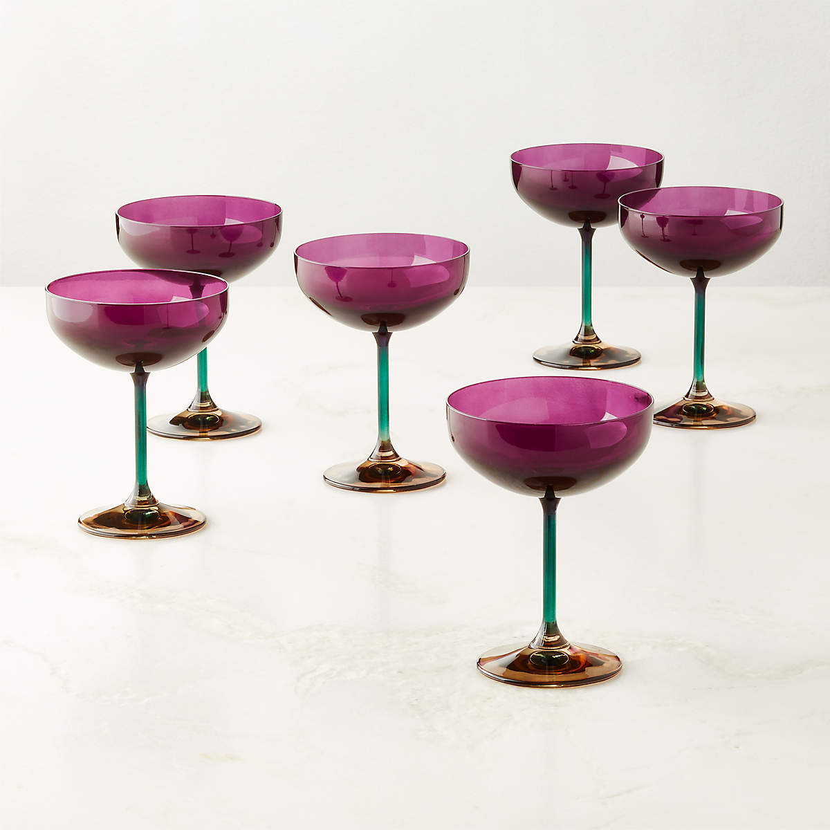 Marie Plum Coupe Cocktail Glasses Set of 6 by Azeeza + Reviews | CB2
