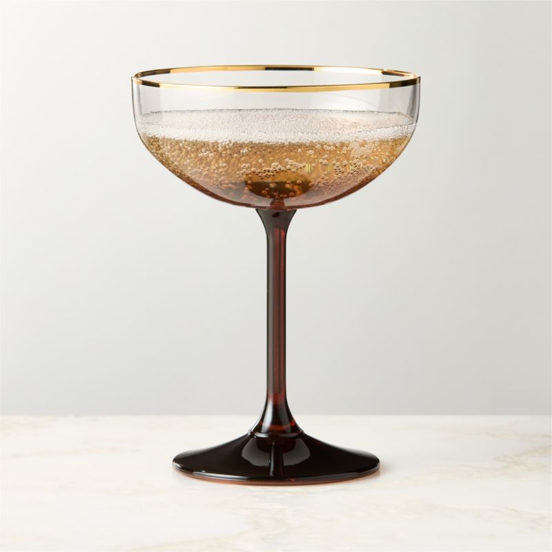 View Marie Red with Gold Rim Coupe Glass details