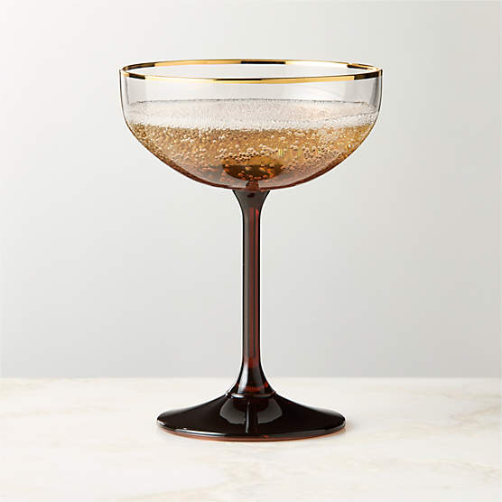 Marie Red with Gold Rim Coupe Glass