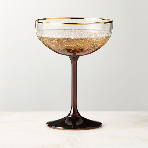 Marie Red with Gold Rim Coupe Glass