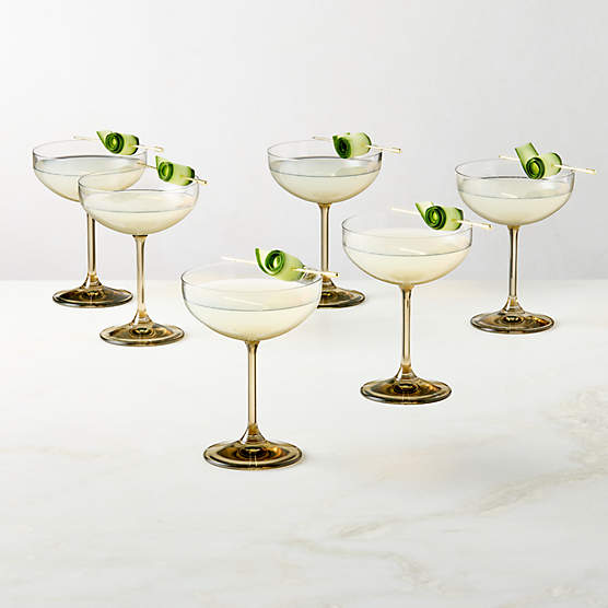 Marie Smoked Coupe Glasses Set of 6
