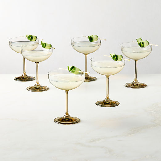 Marie Smoked Coupe Glasses Set of 6