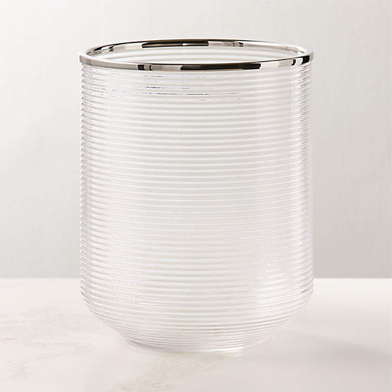 Marina Ribbed Glass Wastebasket