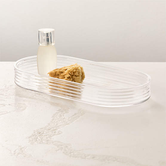 Marina Ribbed Glass Vanity Tray