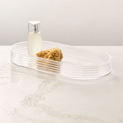 Marina Ribbed Glass Vanity Tray