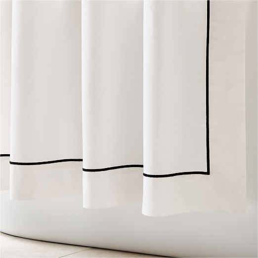 Marisal Organic Cotton White and Black Shower Curtain 72"