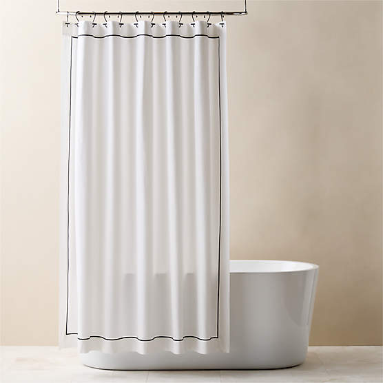 Marisal Organic Cotton White and Black Shower Curtain 72"