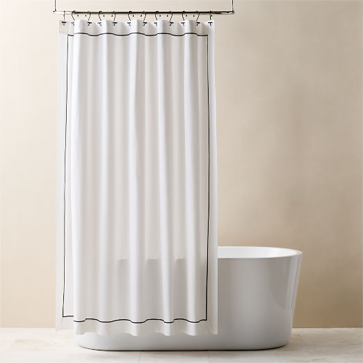 Marisal Organic Cotton White and Black Shower Curtain 72"