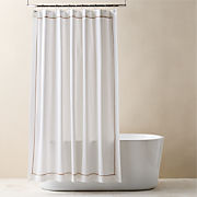 Marisal Organic Cotton White and Taupe Shower Curtain 72"