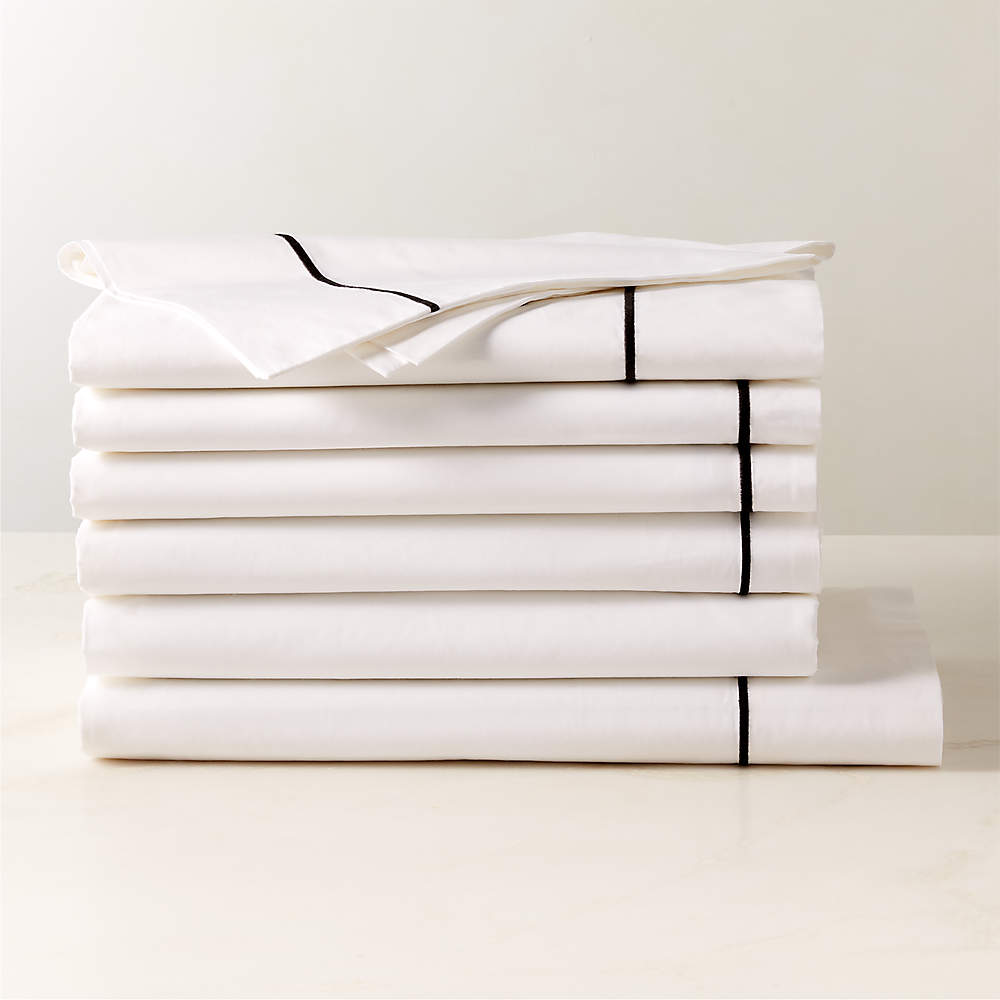 Marisal Organic Cotton Percale 400 Thread Count White with Black King  Bedding Set + Reviews