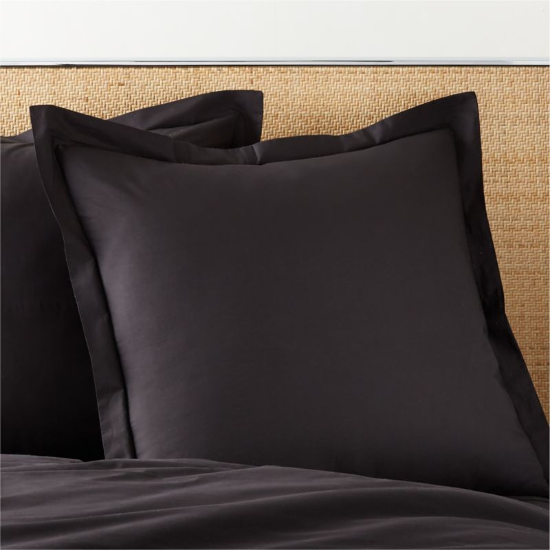 Marisal Organic Cotton 400 Thread Count Percale Black Euro Shams Set of 2 - image 0 of 6