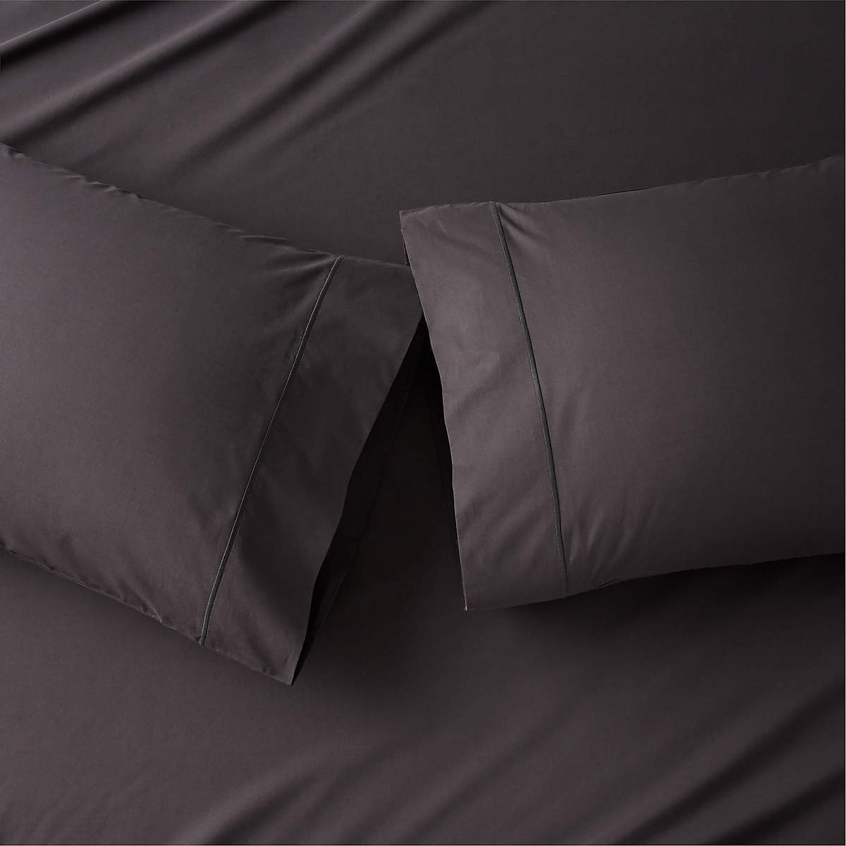 Marisal Organic Cotton 400 Thread Count Percale Black King Pillowcases Set of 2 + Reviews CB2