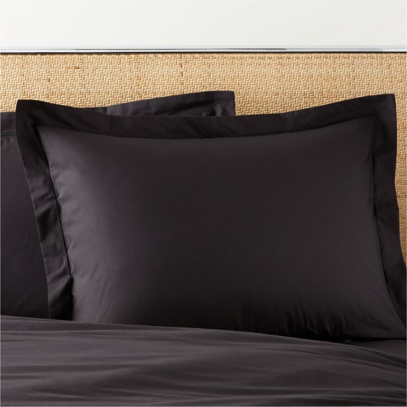 Marisal Organic Cotton 400 Thread Count Percale Black Euro Shams Set of 2 - image 2 of 6