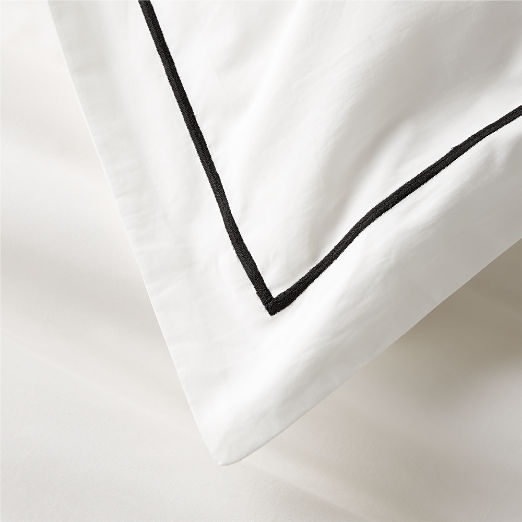 Marisal Organic Cotton Percale 400 Thread Count White and Black Standard Pillow Shams Set of 2