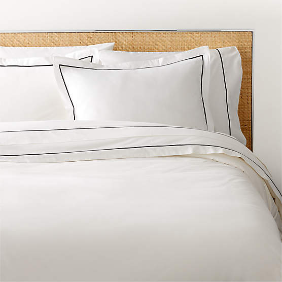 Marisal Organic Cotton Percale 400 Thread Count White and Black Full/Queen Duvet Cover