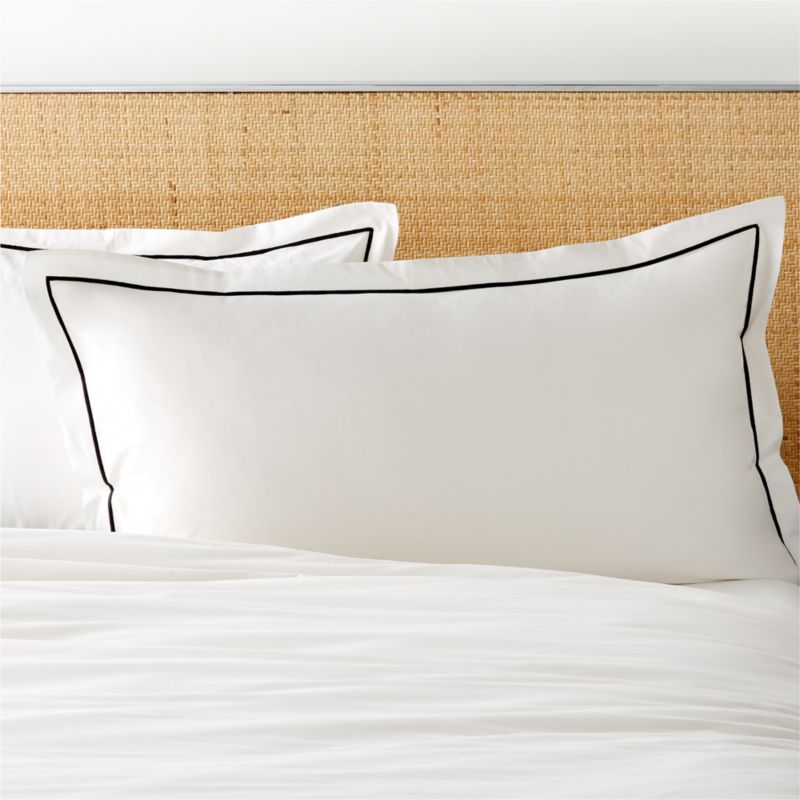 View Marisal Organic Cotton Percale 400 Thread Count White and Black King Pillow Shams Set of 2 details