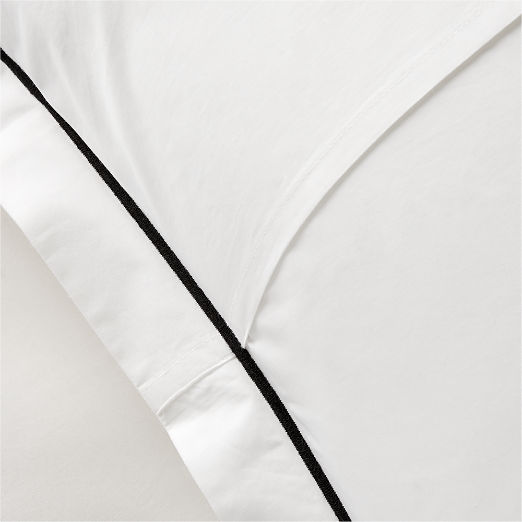 Marisal Organic Cotton Percale 400 Thread Count White and Black Standard Pillow Shams Set of 2