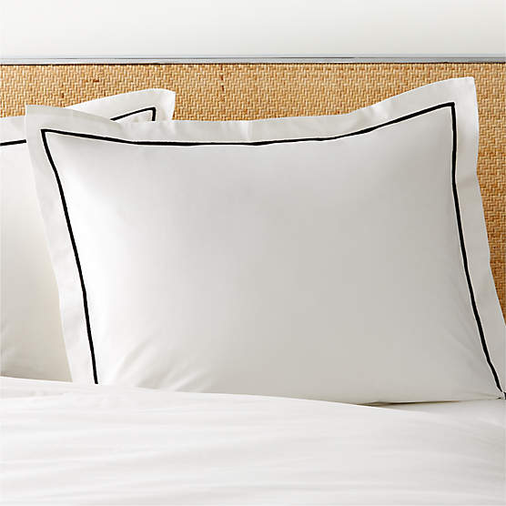 Marisal Organic Cotton Percale 400 Thread Count White and Black Standard Pillow Shams Set of 2