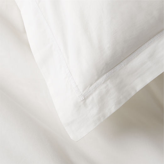 Marisal Organic Cotton Percale 400 Thread Count White Euro Pillow Shams Set of 2