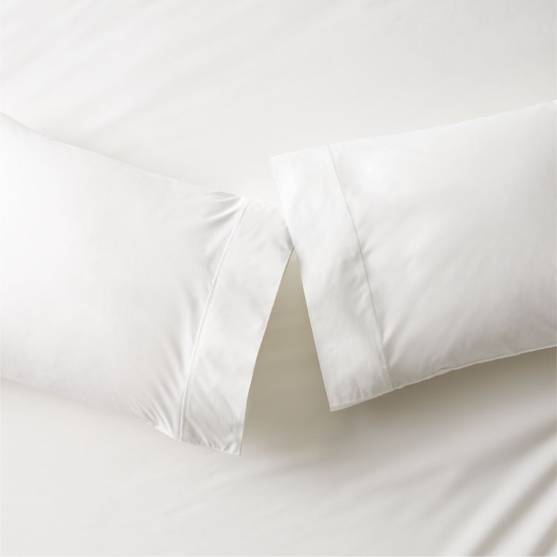 View Marisal Organic Cotton 400 Thread Count Percale White Standard Pillowcases Set of 2 details