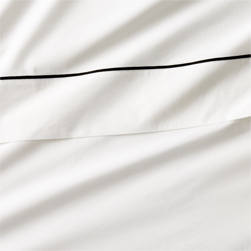 Marisal Organic Cotton 400 Thread Count Percale White And Black Sheet Set Cb2 Canada 2080