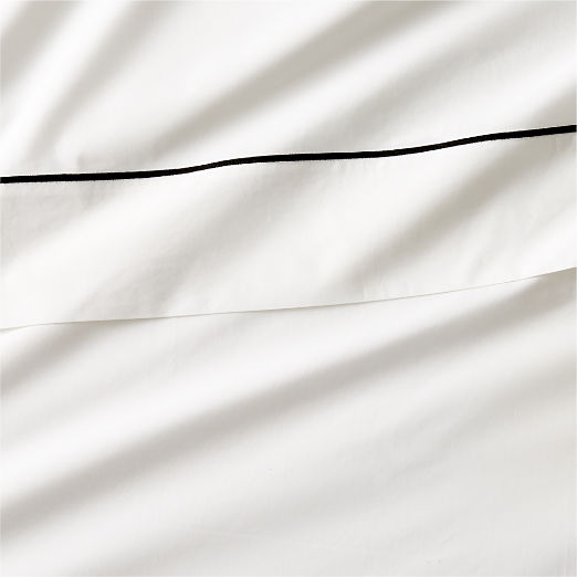 Marisal Organic Cotton Percale 400 Thread Count White and Black King Sheet Set