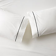 Marisal Organic Cotton Percale 400 Thread Count White with Taupe King Pillow Shams Set of 2