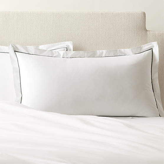 Marisal Organic Cotton Percale 400 Thread Count White and Faded Teal King Pillow Shams Set of 2