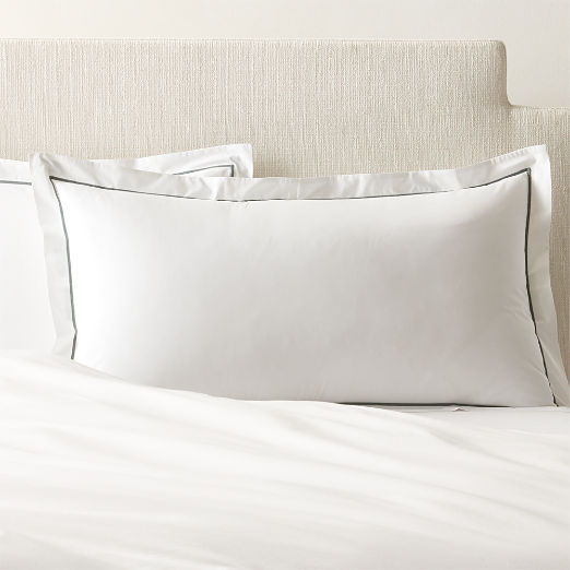 Marisal Organic Cotton Percale 400 Thread Count White and Faded Teal King Pillow Shams Set of 2