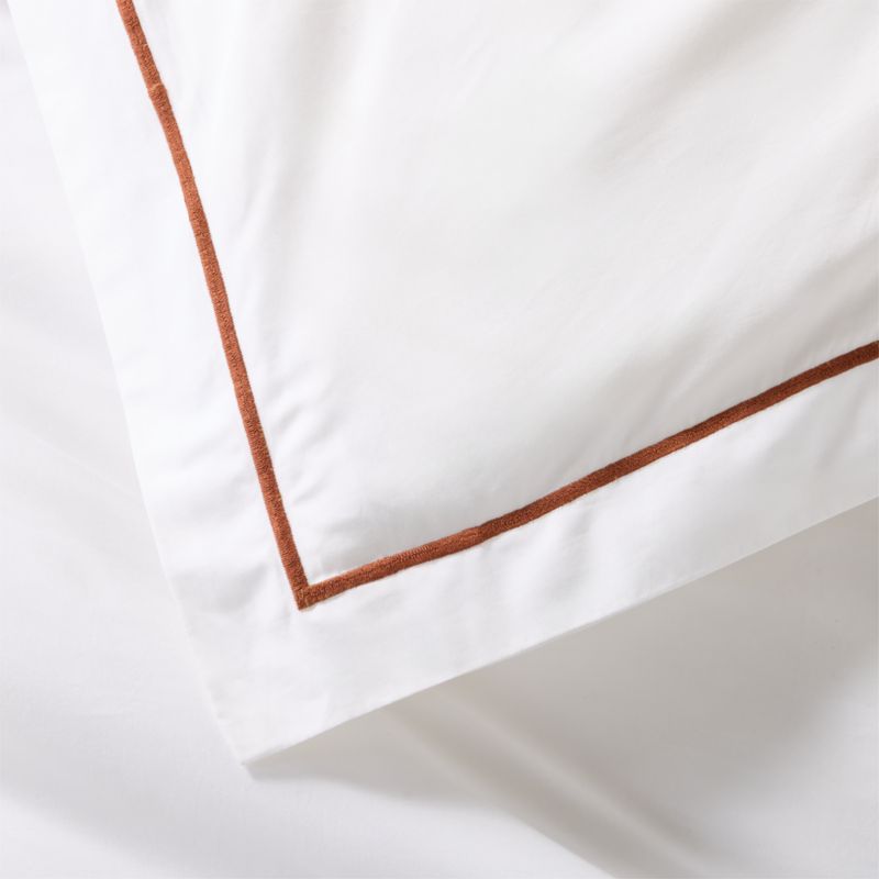 Marisal Organic Cotton 400 Thread Count Percale White and Sienna Brown Full/Queen Duvet Cover