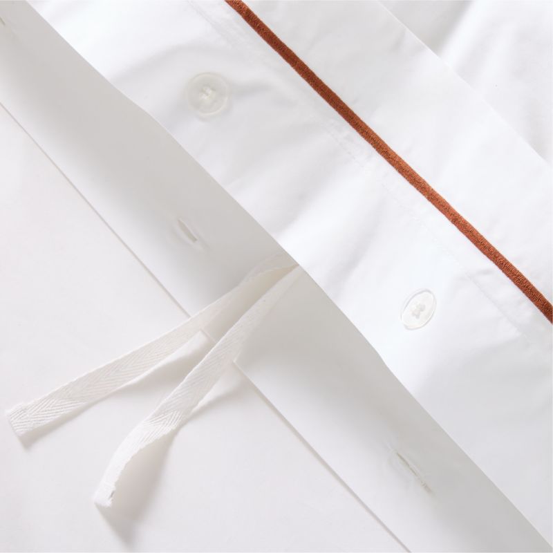 Marisal Organic Cotton 400 Thread Count Percale White and Sienna Brown Full/Queen Duvet Cover