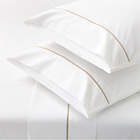 Marisal Organic Cotton Percale 400 Thread Count White with Taupe Queen Sheet Set