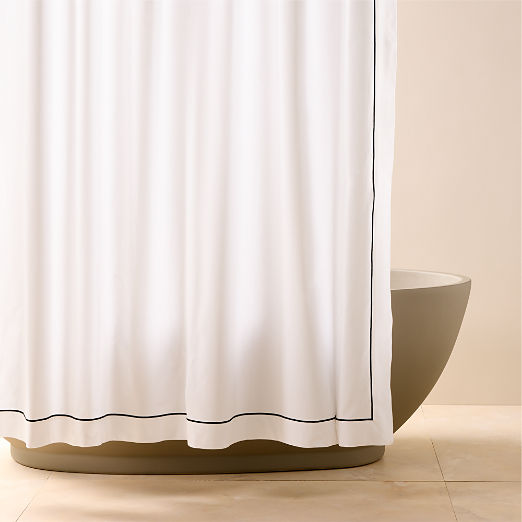 Marisal Organic Cotton White and Black Shower Curtain 72"