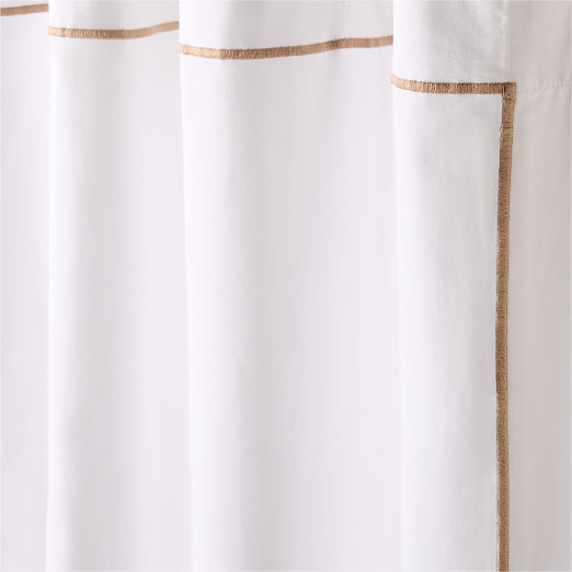 Marisal Organic Cotton White and Taupe Shower Curtain 72"