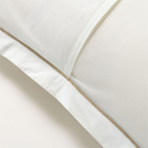 Marisal Organic Cotton Percale 400 Thread Count White with Taupe Pillow Shams Set of 2