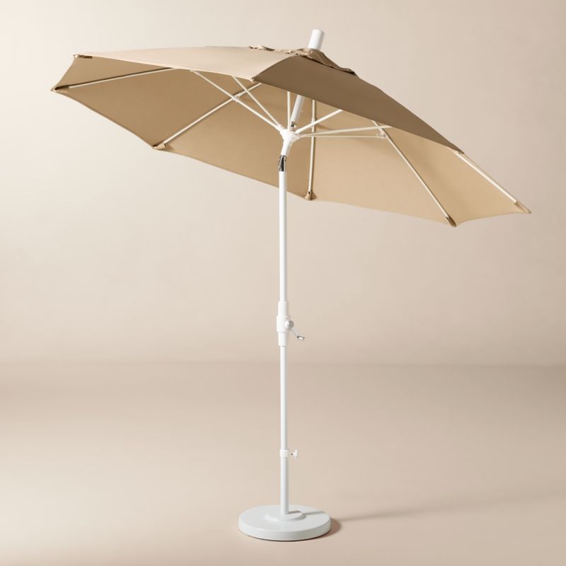 Market 8.5' Round Canvas Heather Beige Sunbrella® Outdoor Patio Umbrella - image 1 of 3