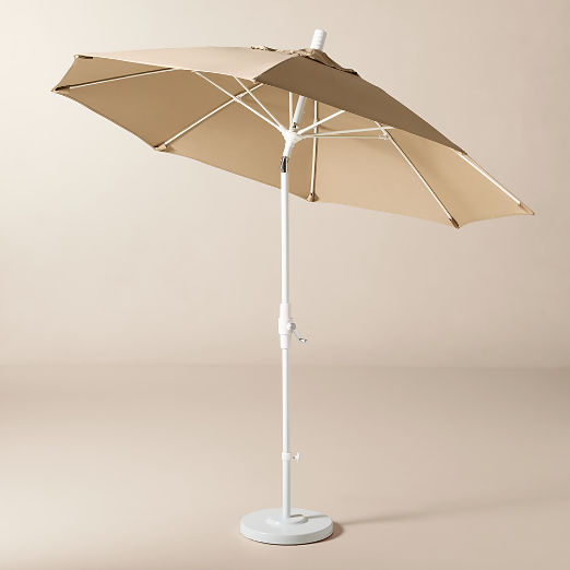 Market 8.5' Round Canvas Heather Beige Sunbrella® Outdoor Patio Umbrella
